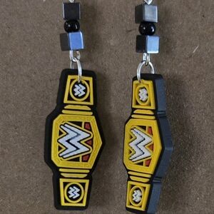 Yellow and Black Championship Belt Earrings